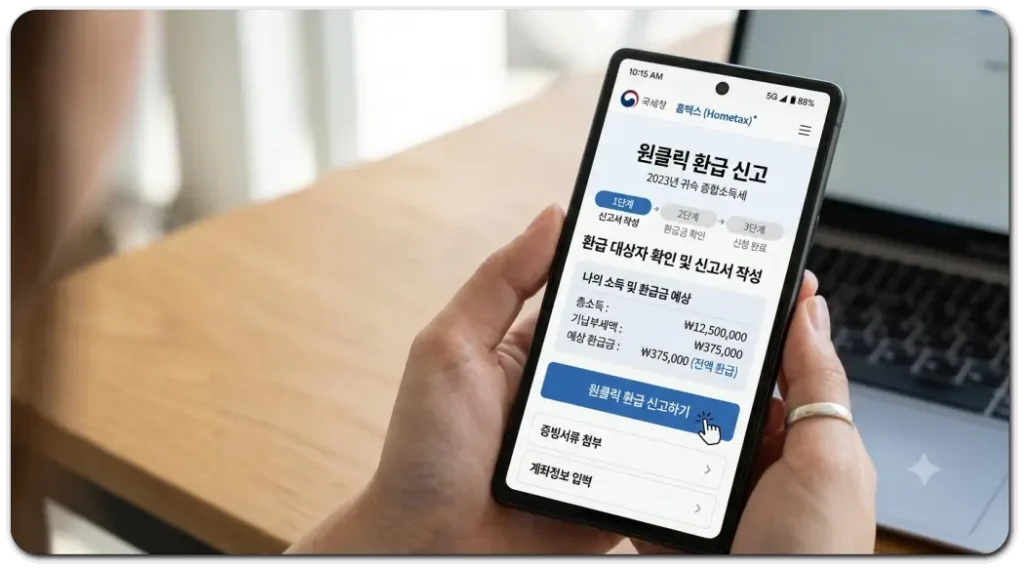 원클릭-환급금-신고화면