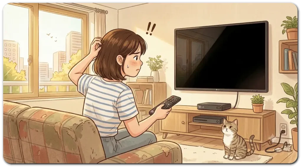 TV-화면이-나오지-않아-당황한-사용자